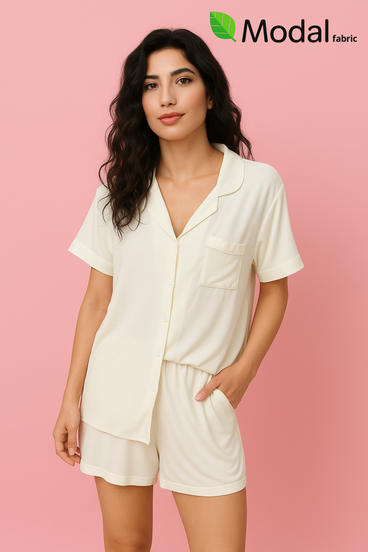 Cloudsoft Modal Short PJ Set - Whiteaos-init aos-animate