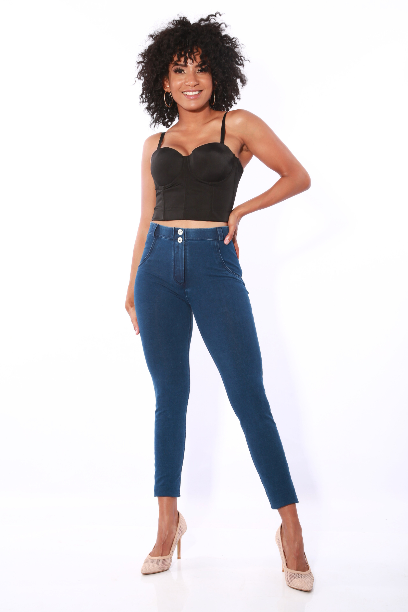 Mid waist Jeans/Jeggings pants Butt lifting Shaping Dark Blue