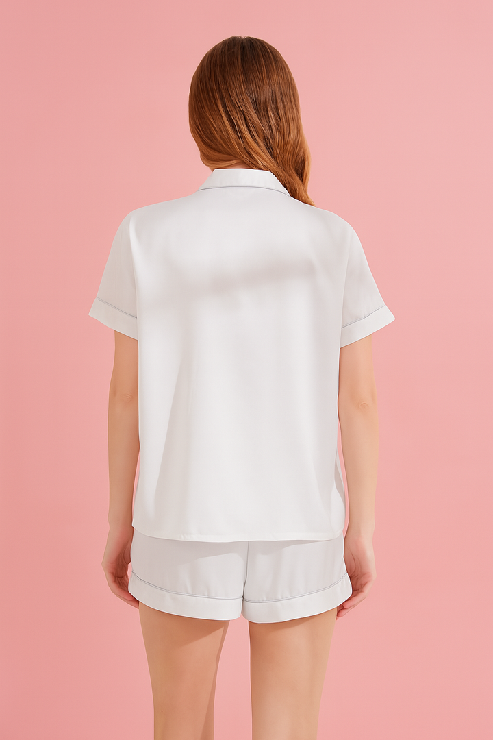 Satin Moments Short PJ Set - Whiteaos-init aos-animate