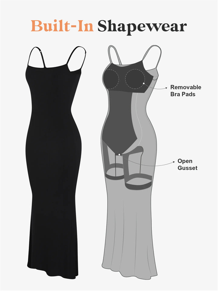 Secret  shapewear maxi lounge dress- Blackaos-init aos-animate