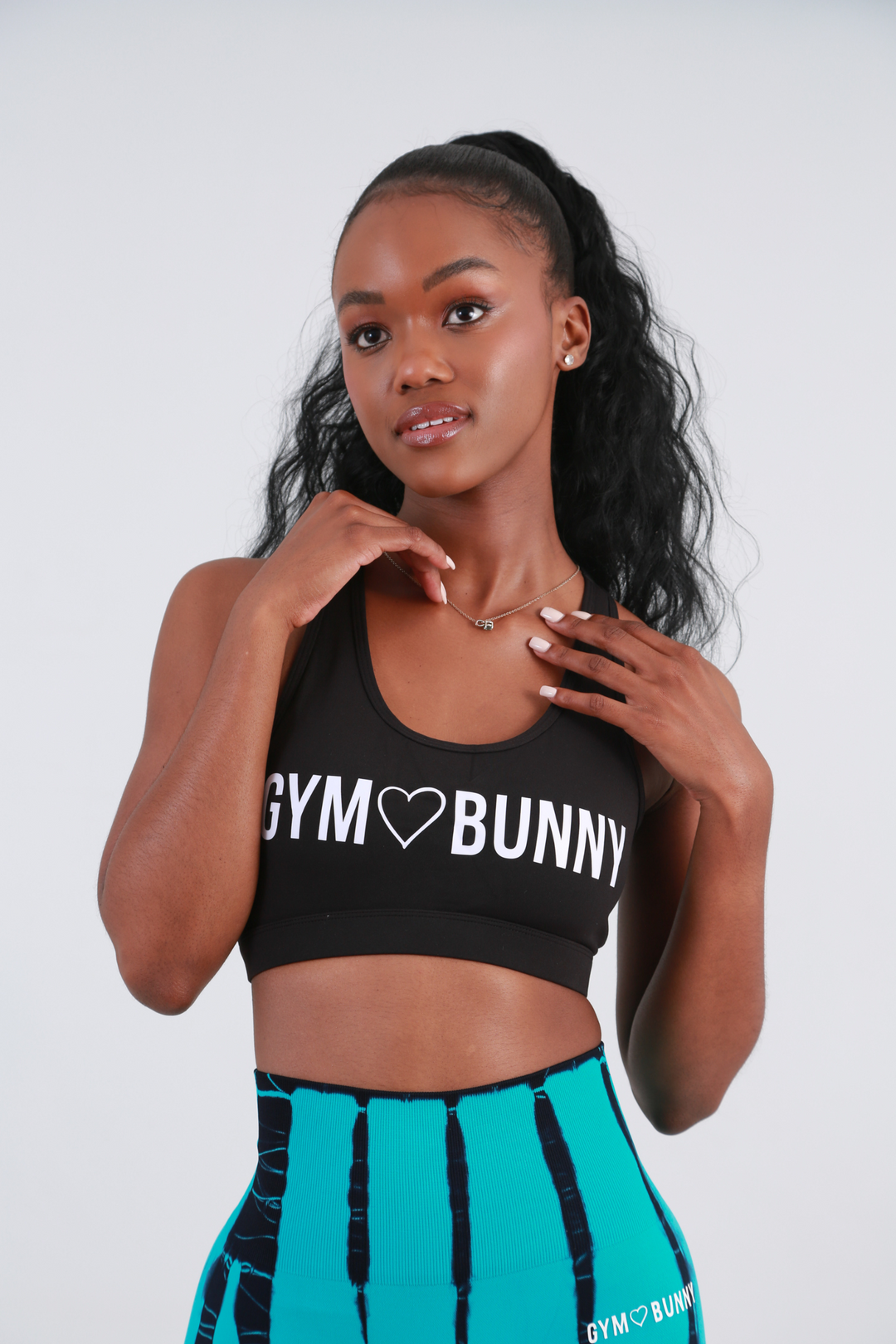 Shapewear Gym Bunny padded bra top with Cell pocket- Blackaos-init aos-animate