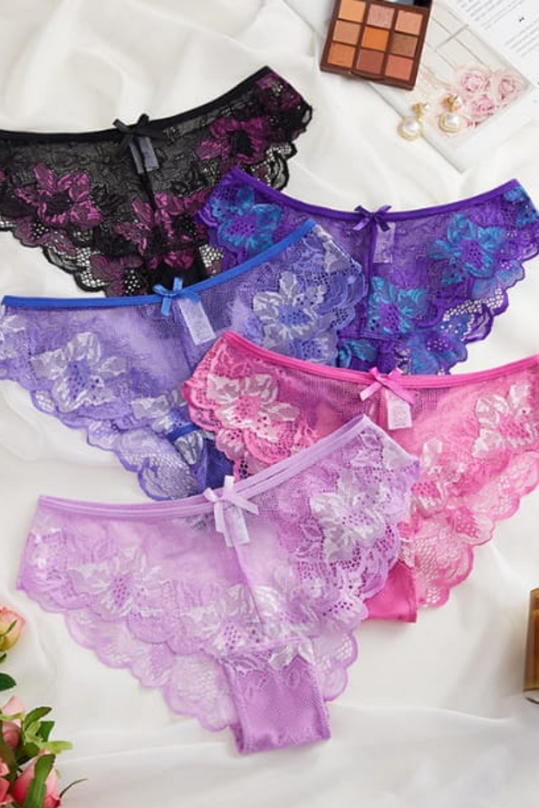 5 pack Mid waist triangle lacy panty setaos-init aos-animate