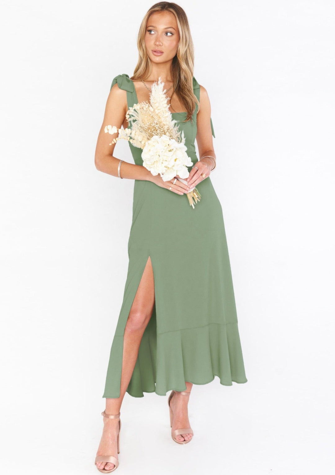 Tie strap maxi dress with slit- Oliveaos-init aos-animate
