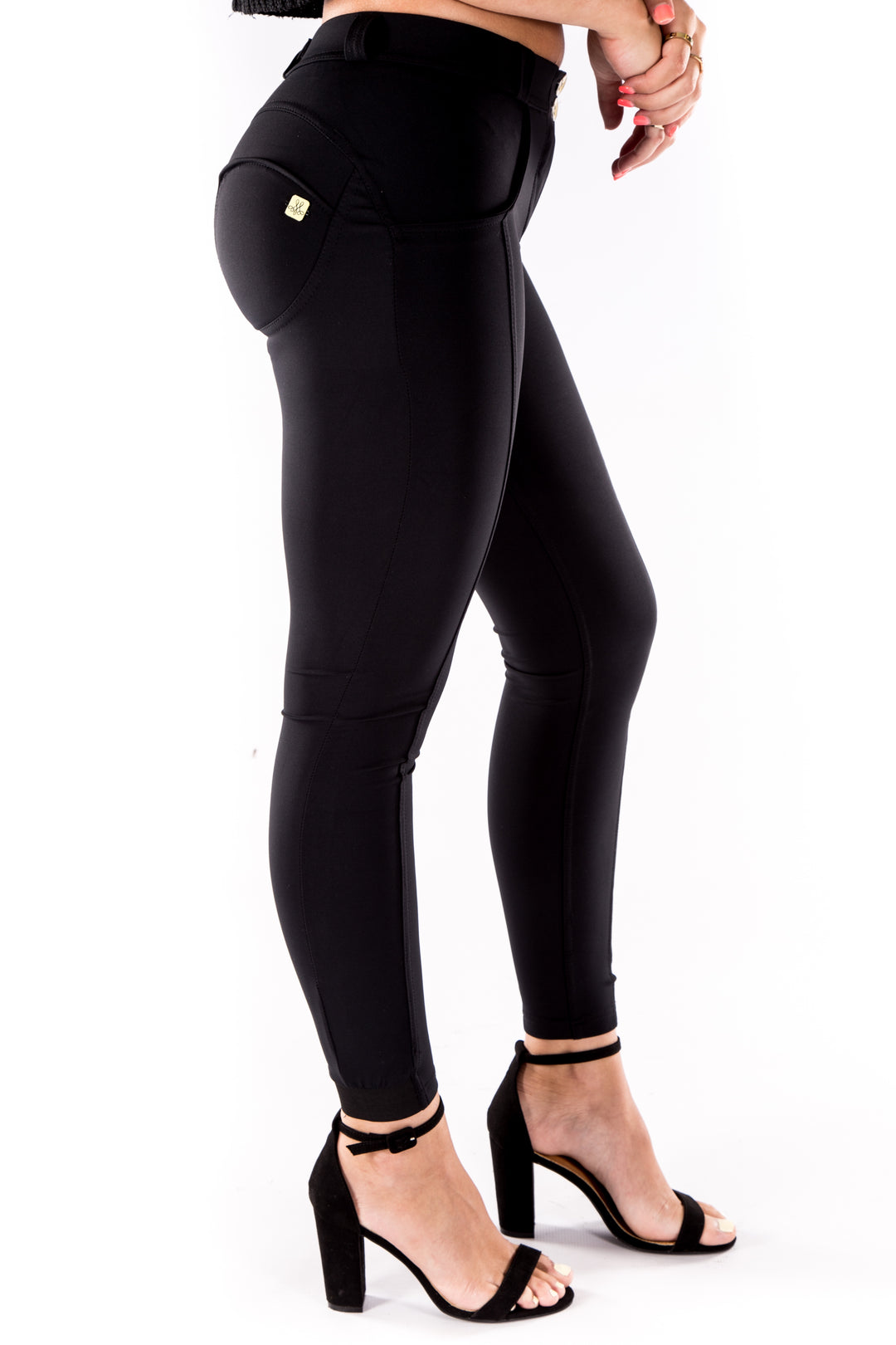 Low waist Hipster Butt lifting shaping leggings - Black spandexaos-init aos-animate