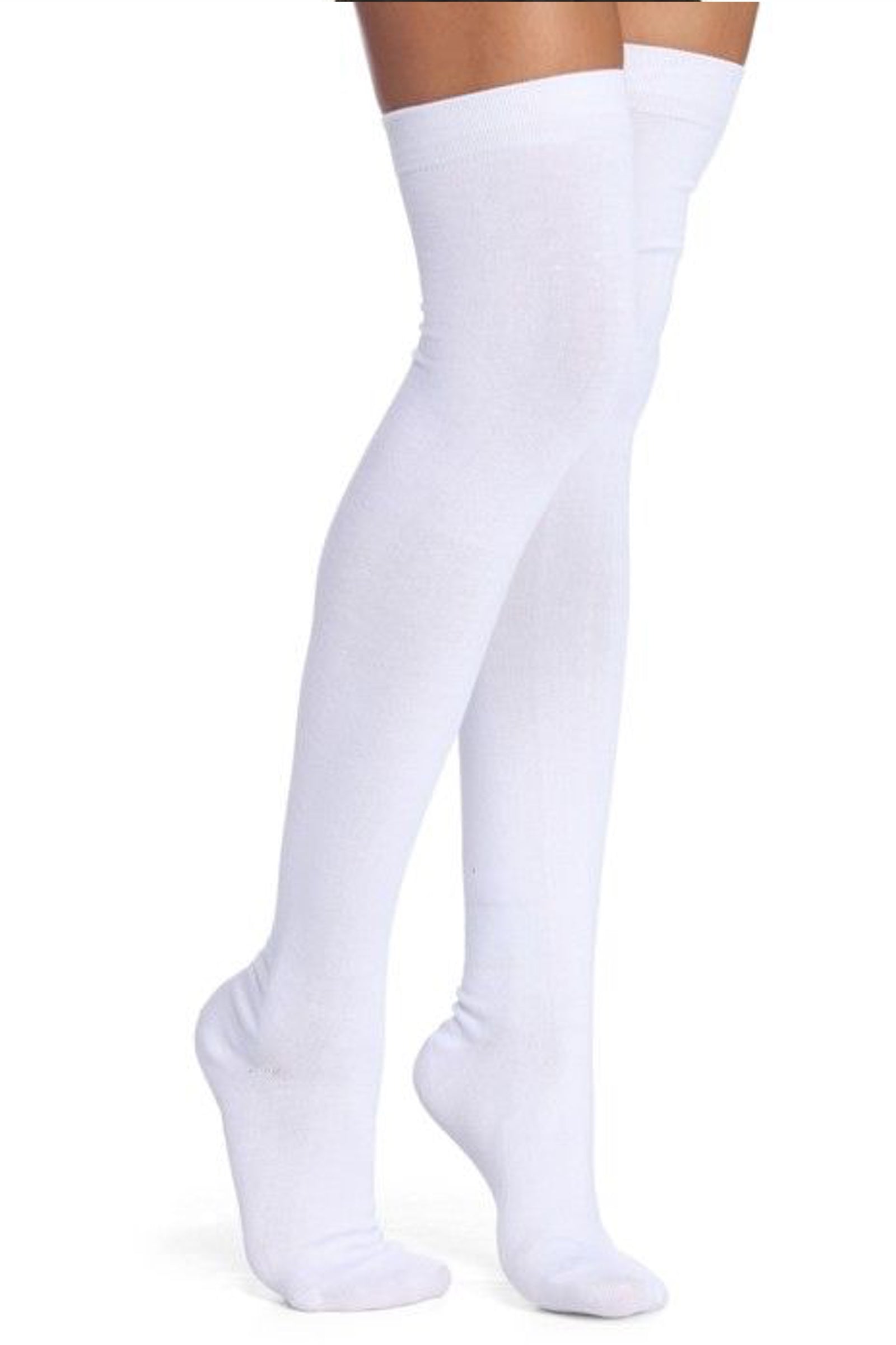 Women's White Thigh High Stockings