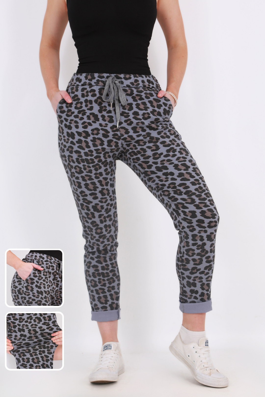 Made in Italy Magic Pants- Blue/Grey leopardaos-init aos-animate