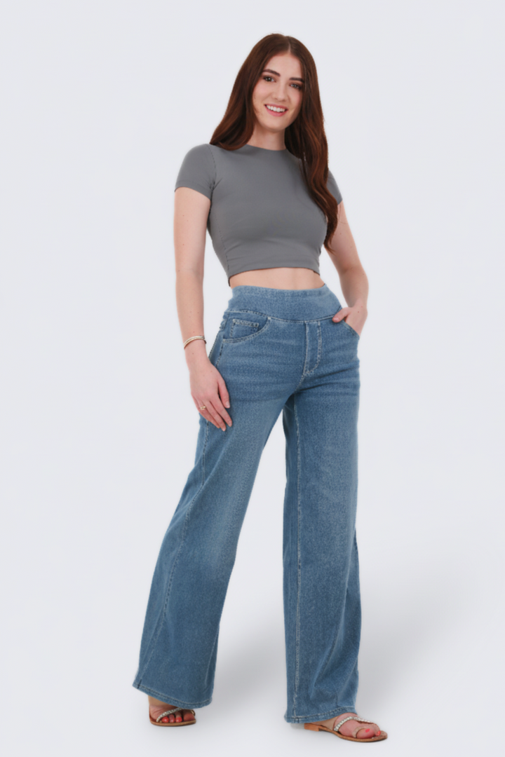 Snugz Flow Pants – High-Waisted wide leg super stretch soft -Light Blueaos-init aos-animate