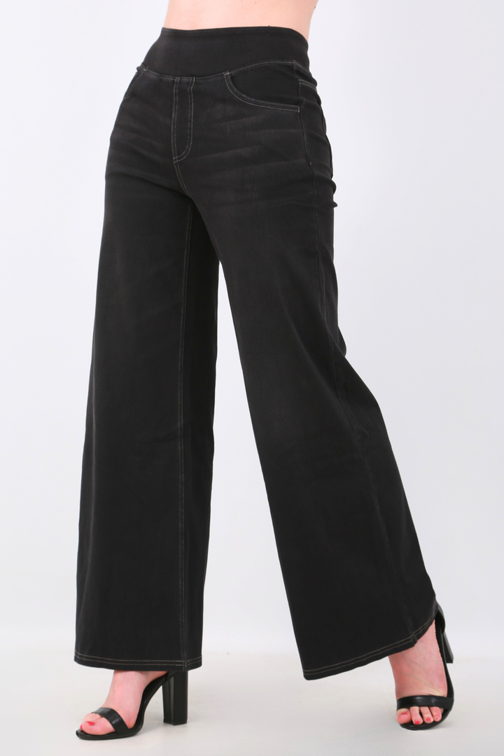 Snugz Flow Pants – High-Waisted wide leg super stretch soft -Black washaos-init aos-animate