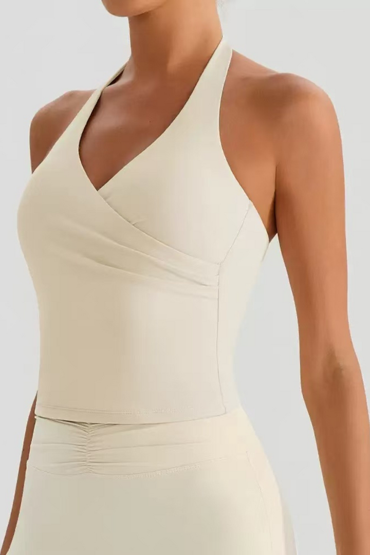 Gym Bunny Halo Halter Padded Top- Creamaos-init aos-animate