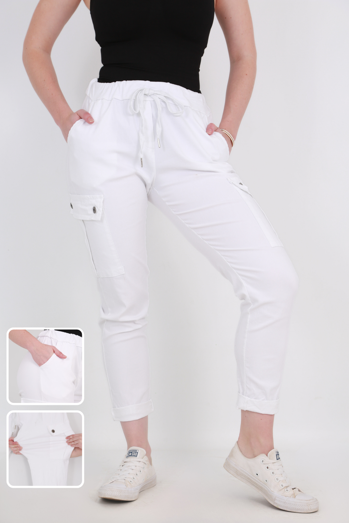 Made in Italy Magic Pants- White cargoaos-init aos-animate