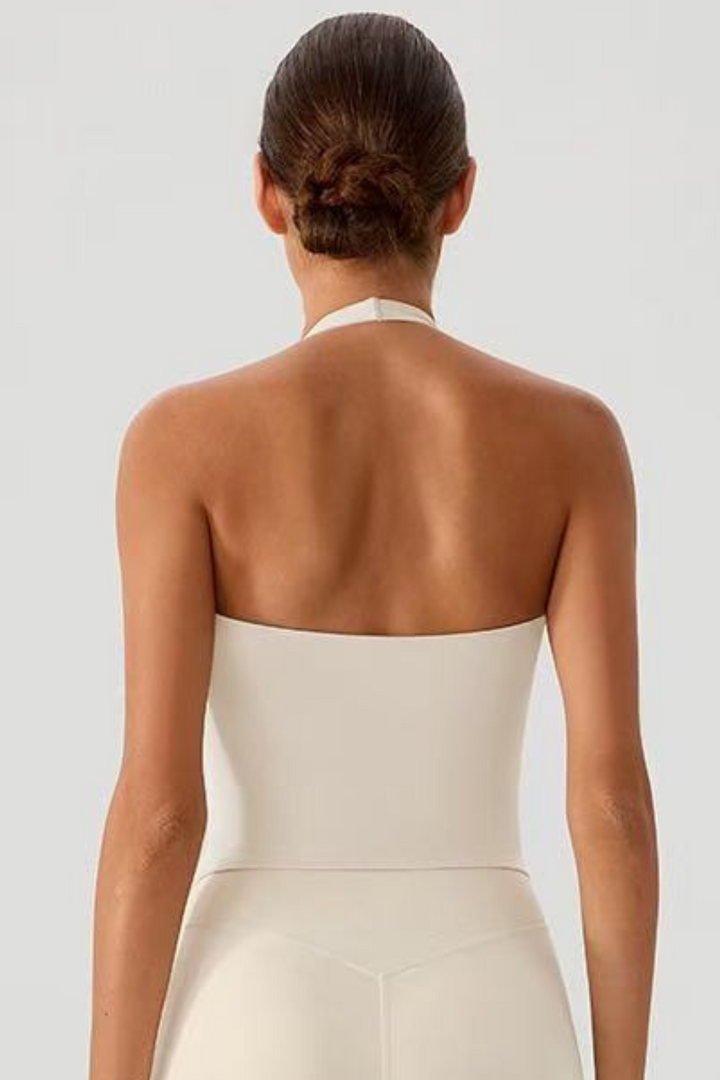Gym Bunny Halo Halter Padded Top- Creamaos-init aos-animate