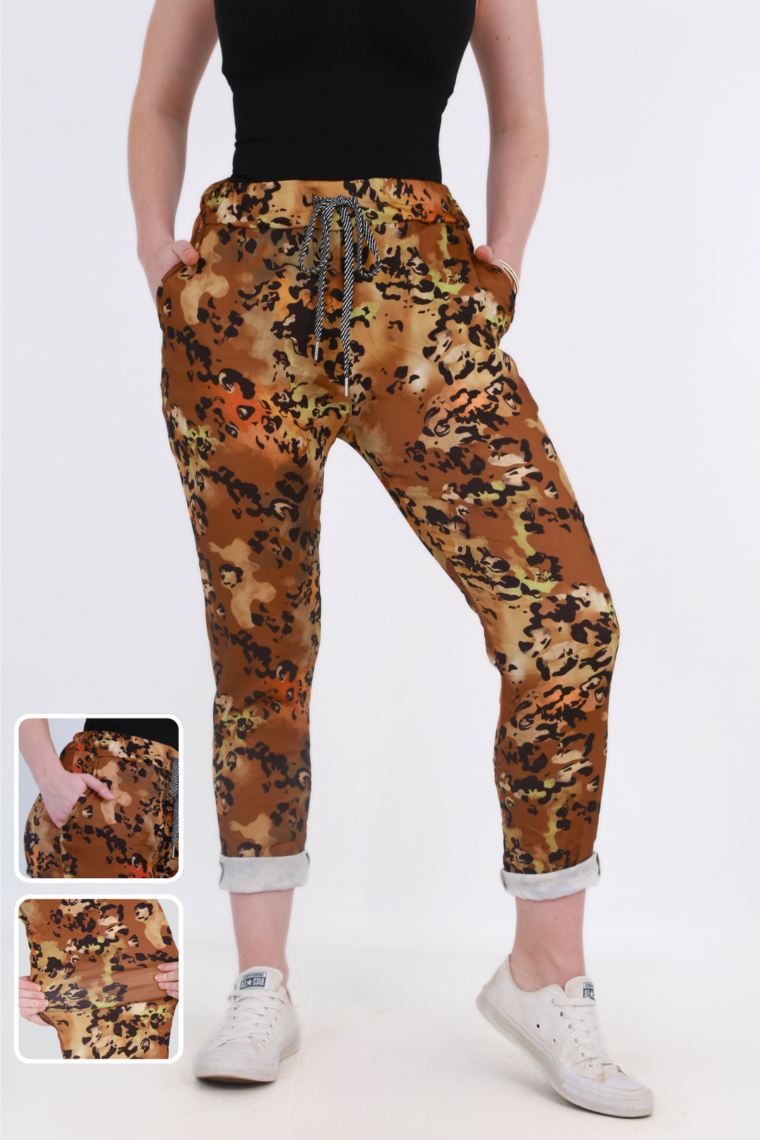 Made in Italy Magic Pants Brown Camo Shape Wear Shop