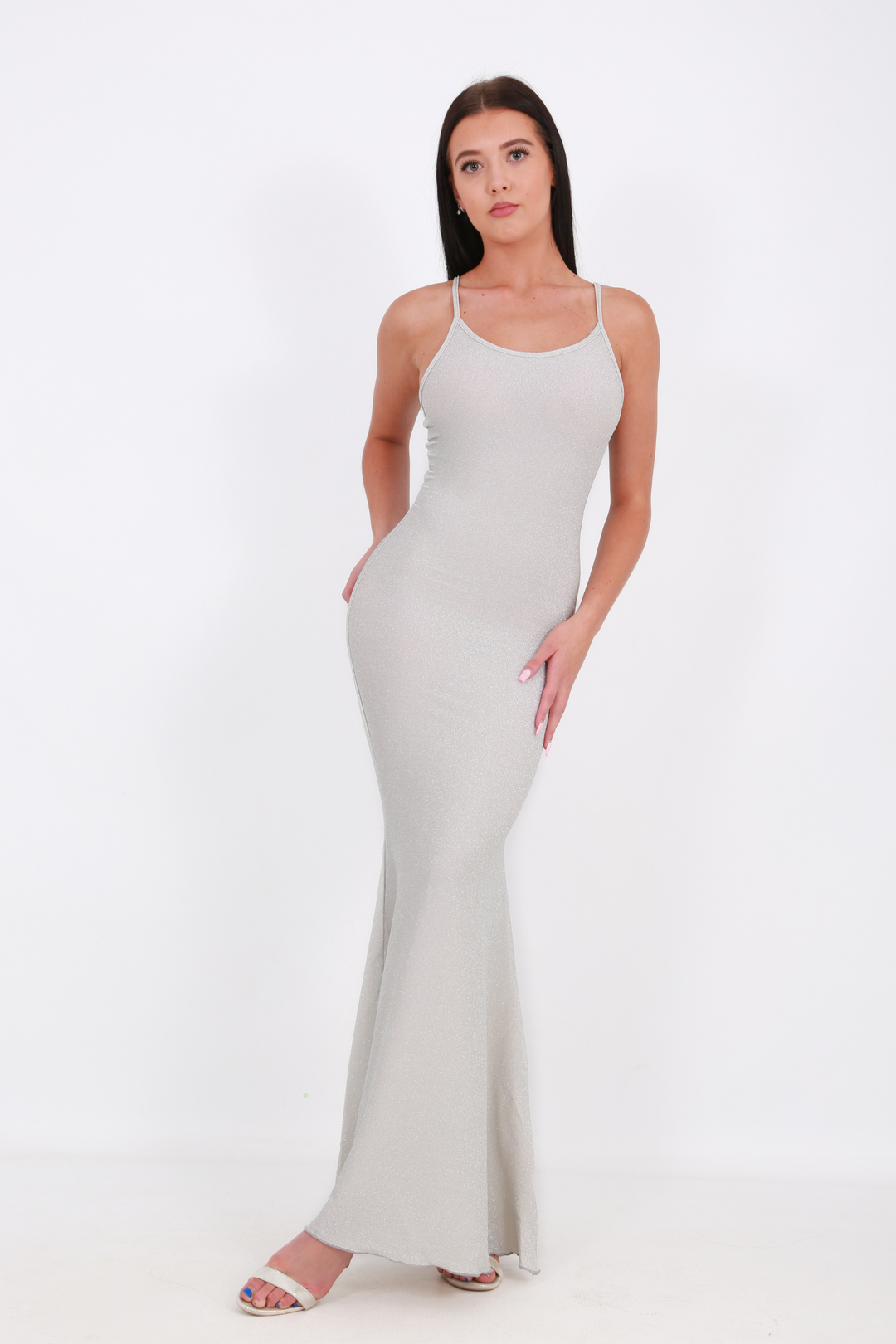 Destiny Spaghetti Maxi dress - Silver- Miss Molly Brandaos-init aos-animate