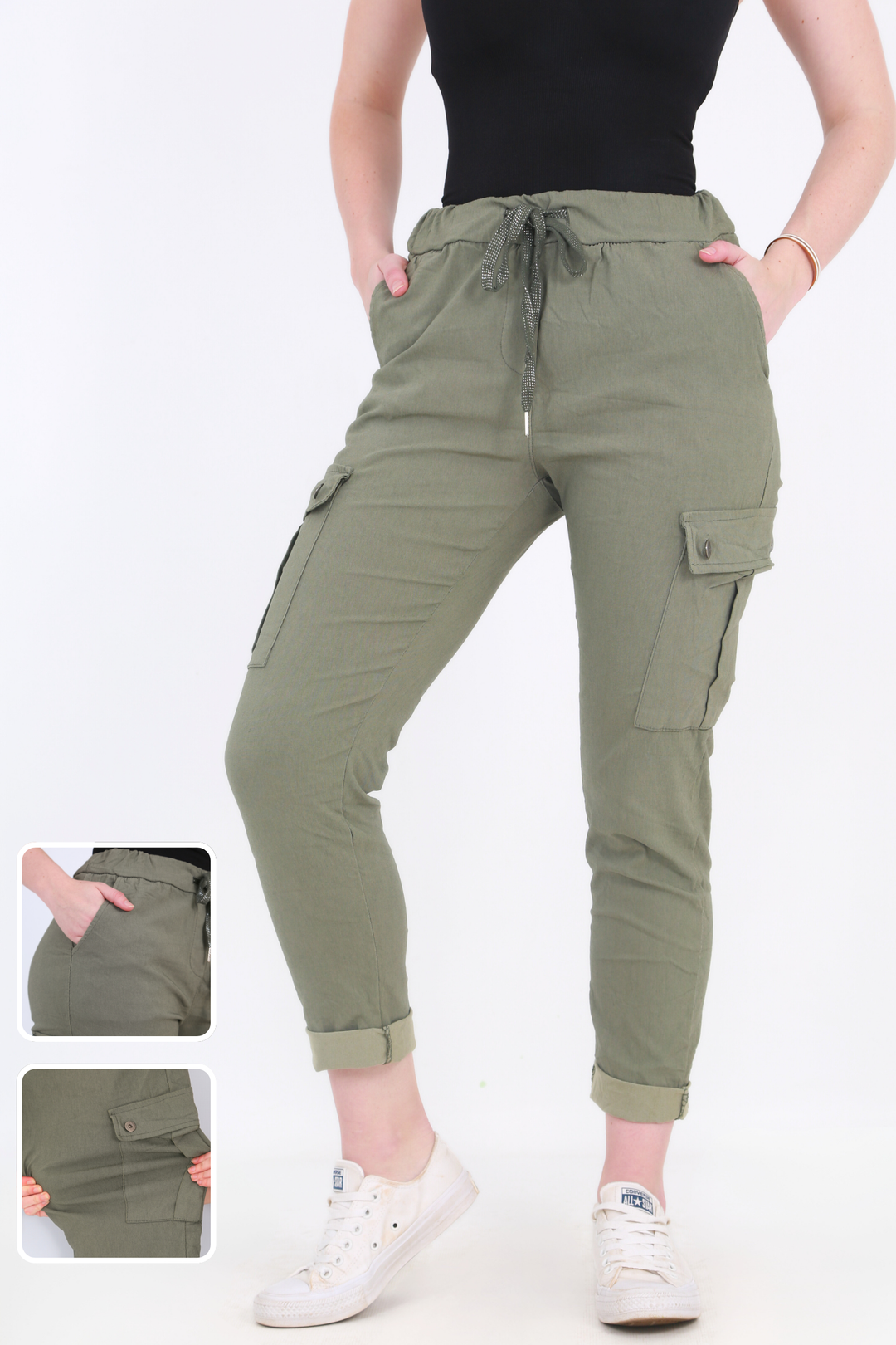 Made in Italy Magic Pants- Green Cargoaos-init aos-animate