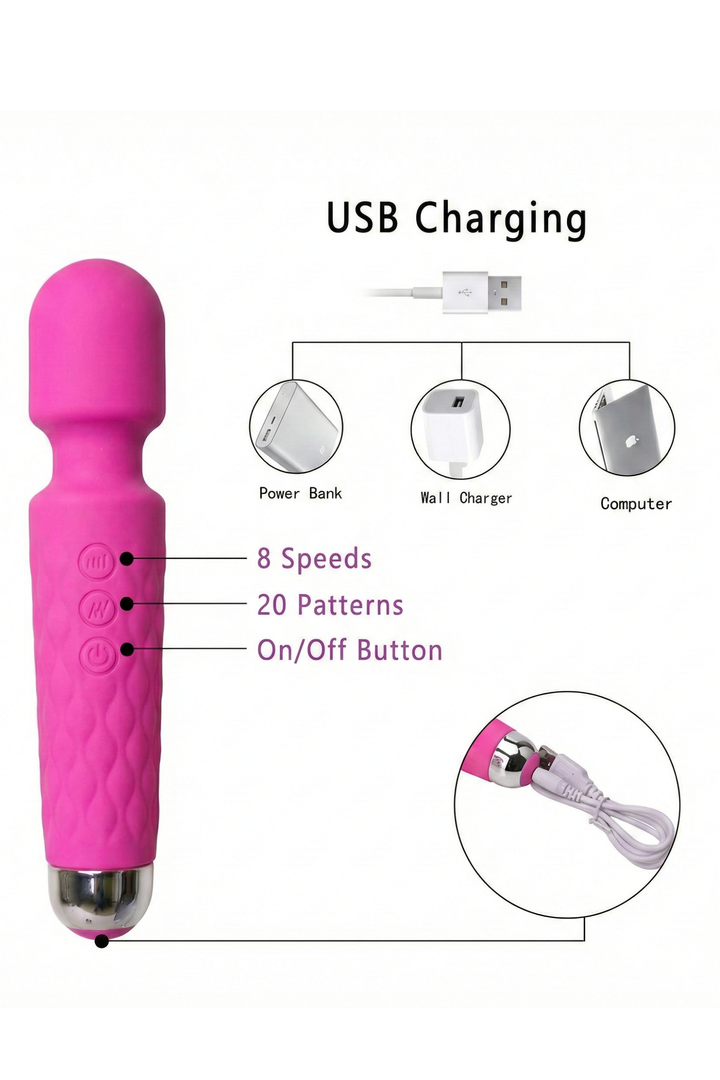 PowerPulse vibrating wand- Cerise pinkaos-init aos-animate