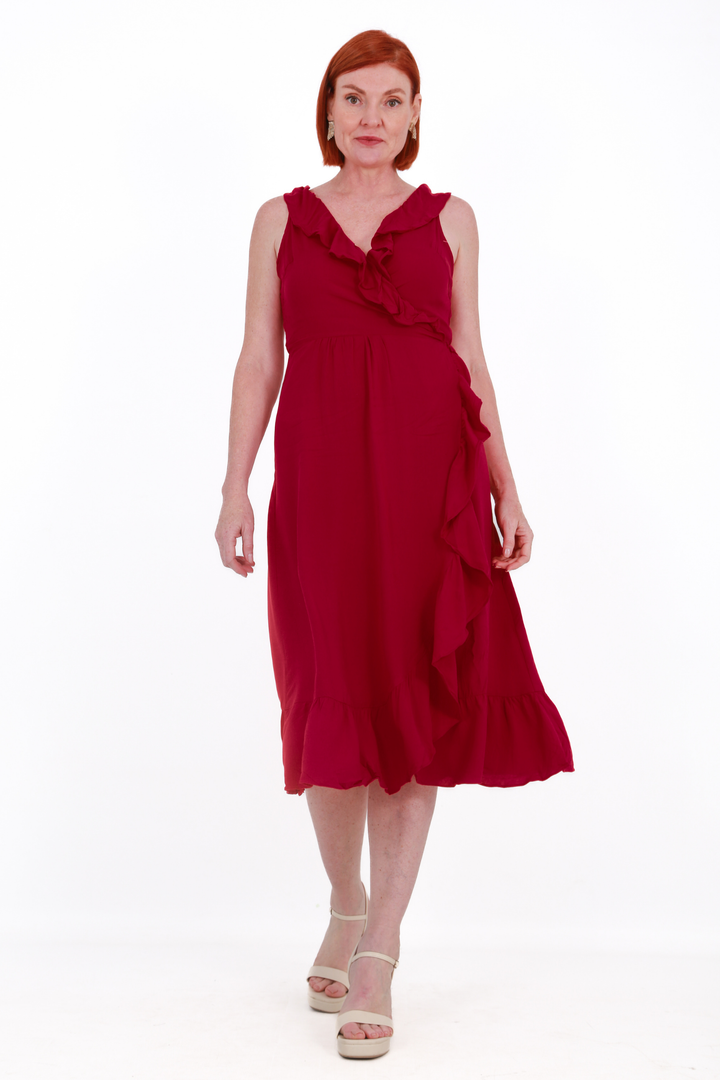 V-Neck maxi wrap dress-Burgundyaos-init aos-animate