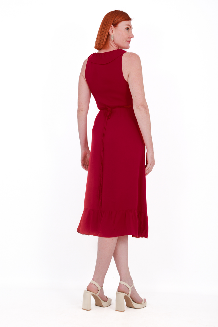 V-Neck maxi wrap dress-Burgundyaos-init aos-animate