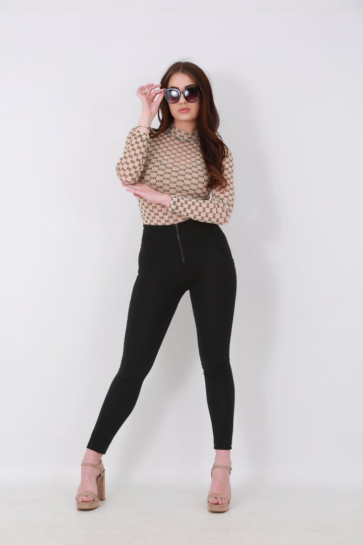 High waist Butt lifting shaping pants -  Wool blend blackaos-init aos-animate