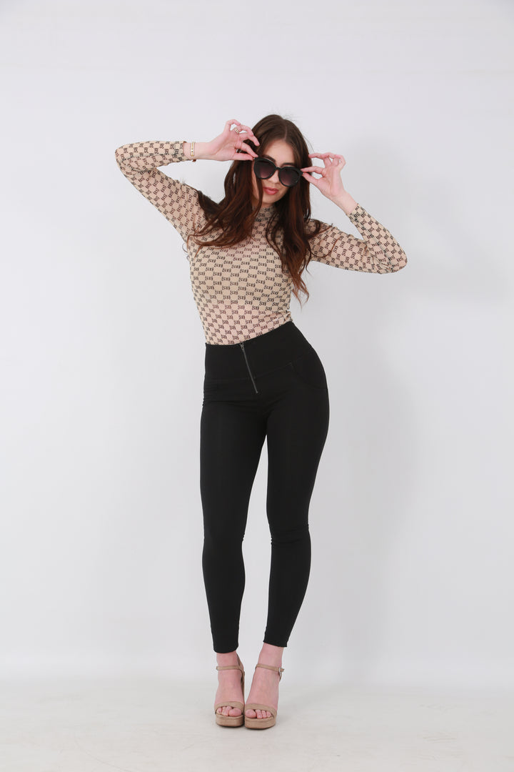 High waist Butt lifting shaping pants -  Wool blend blackaos-init aos-animate