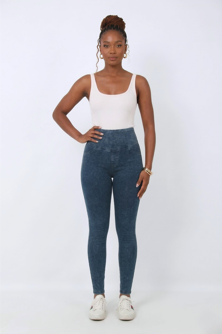 Snugz High-Waist Cargo Jeggings – Super Stretch Denim-Look Leggingsaos-init aos-animate