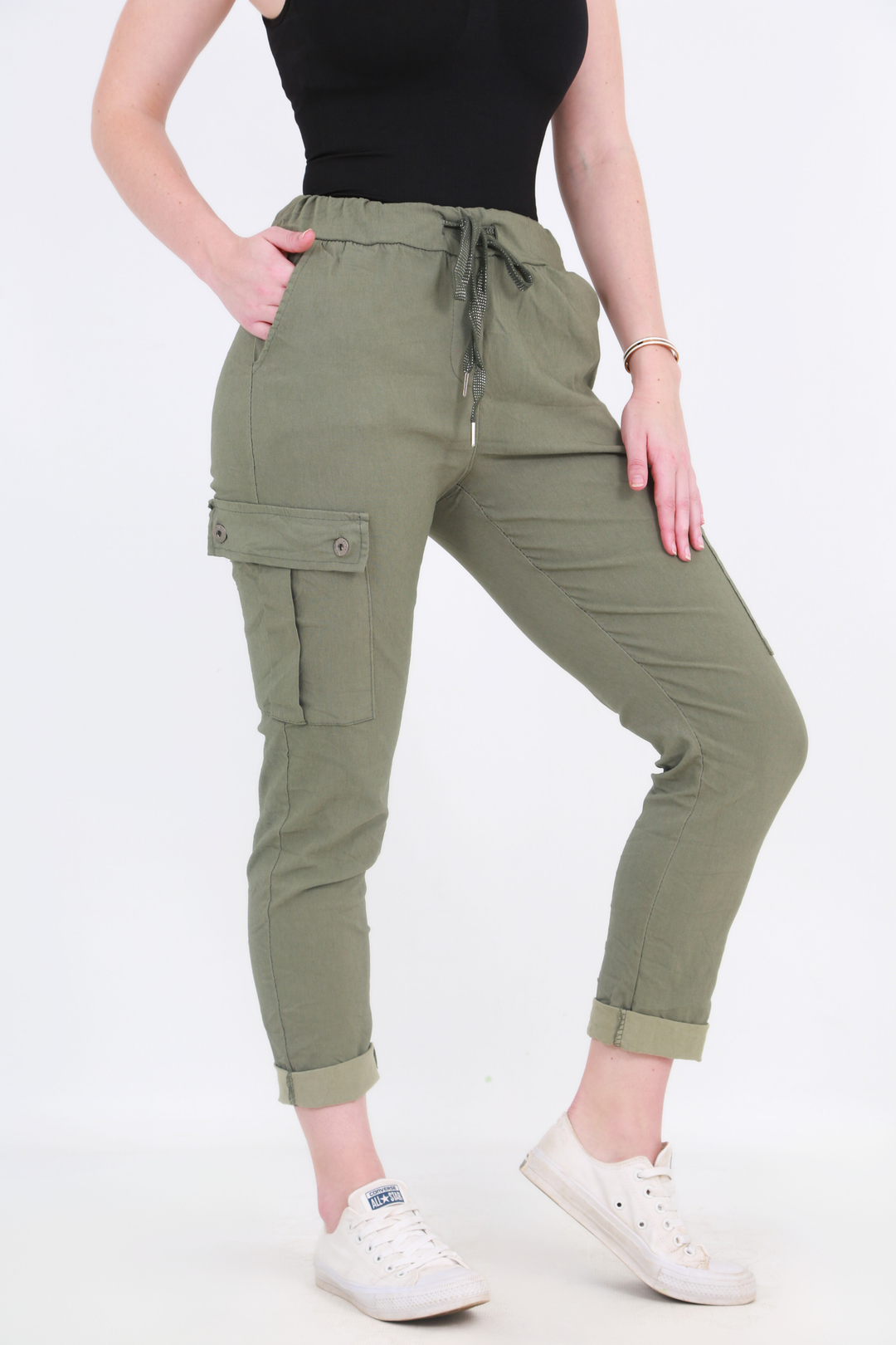 Made in Italy Magic Pants- Green Cargoaos-init aos-animate