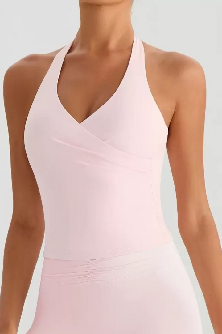 Gym Bunny Halo Halter Padded Top- Light pinkaos-init aos-animate