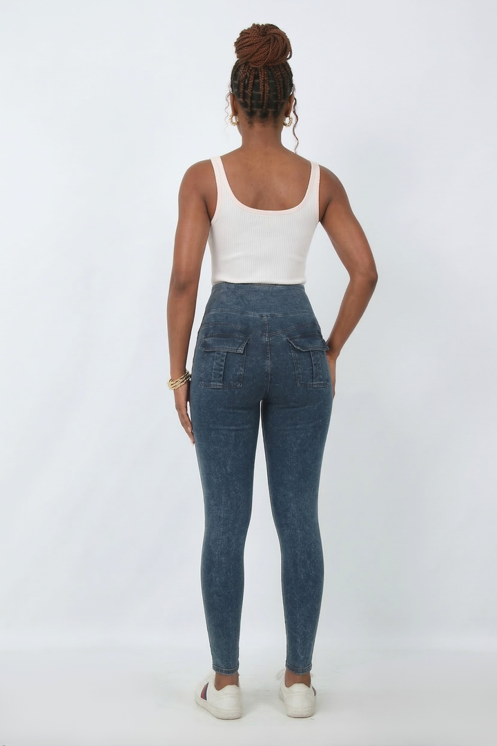 Snugz High-Waist Cargo Jeggings – Super Stretch Denim-Look Leggingsaos-init aos-animate