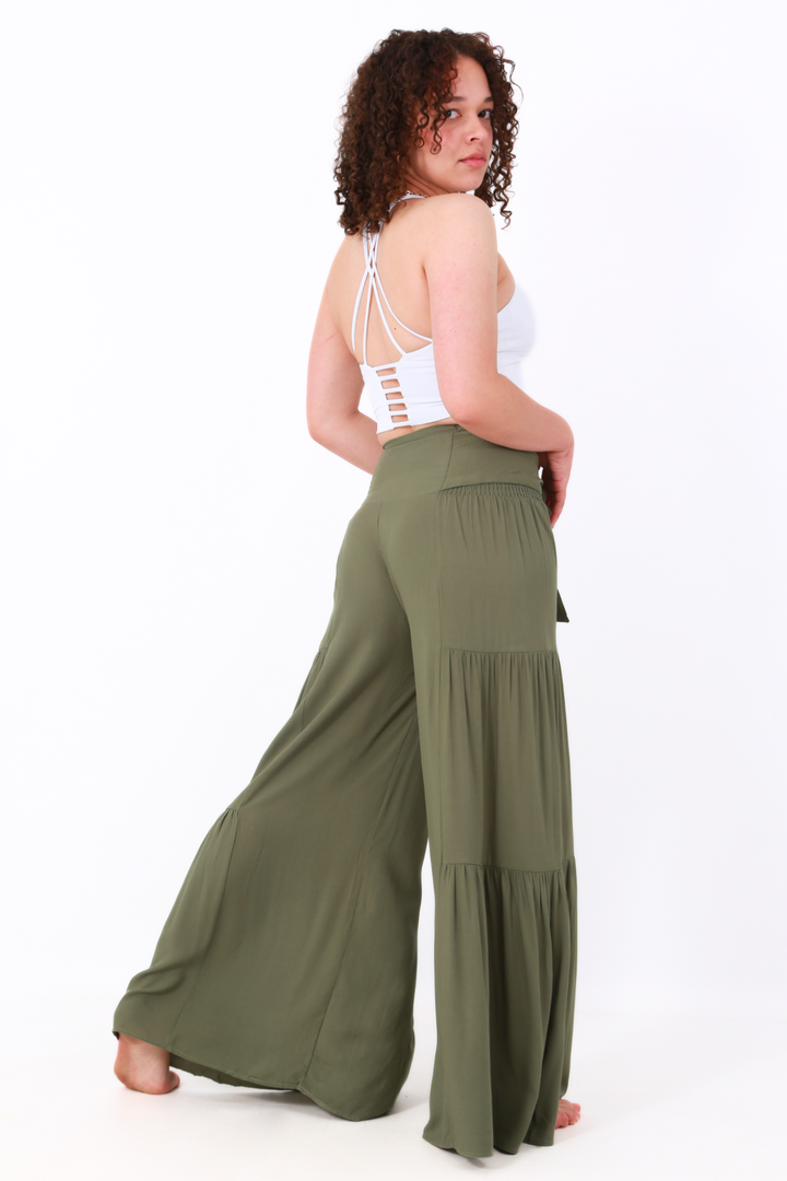 Happy Pants -tie wrap palazzo pants -Greenaos-init aos-animate