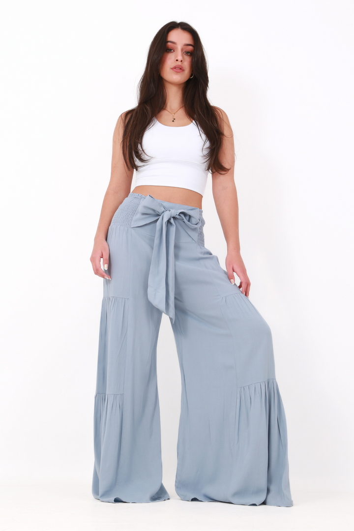 Happy Pants -tie wrap palazzo pants -Light Blueaos-init aos-animate