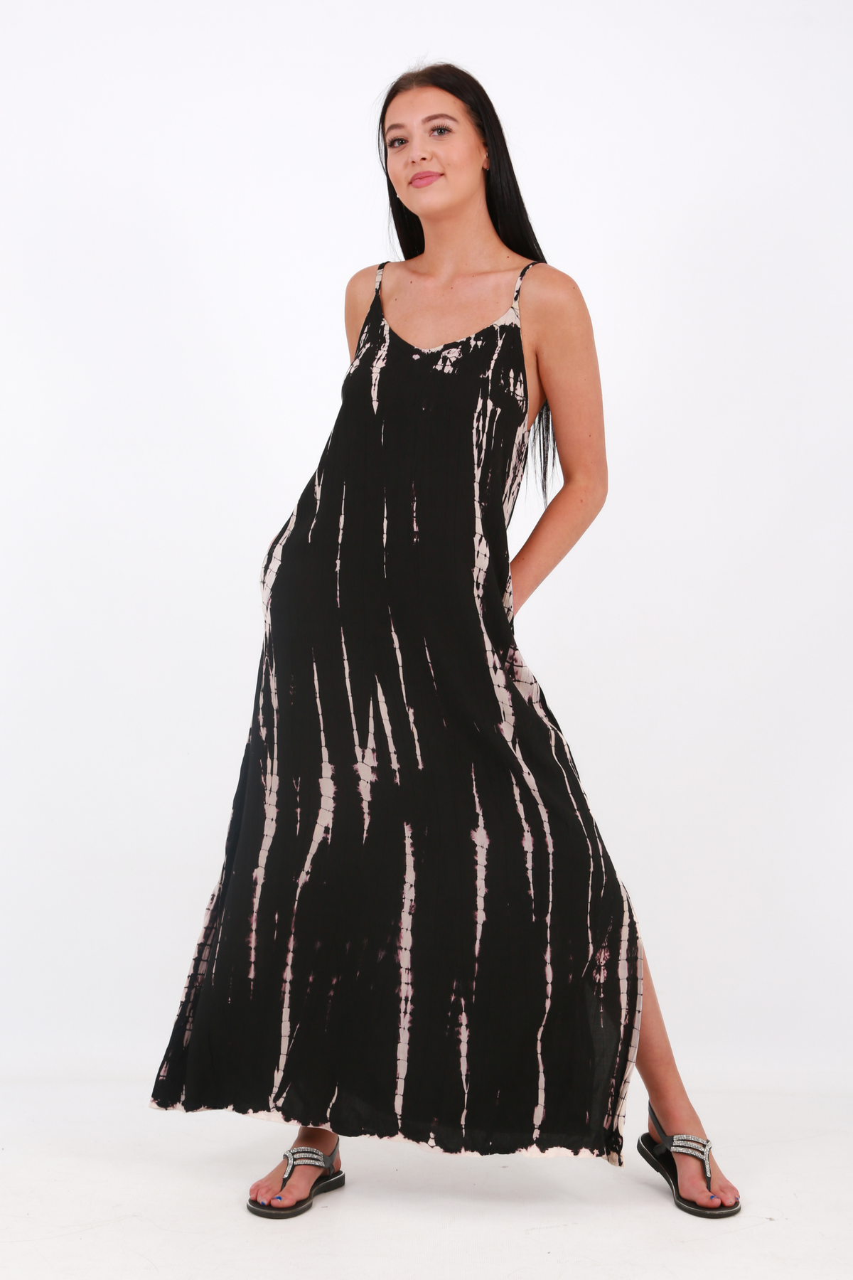 Beach Bunny Maxi Spaghetti beach dress tie dyed Black Shape Wear Shop