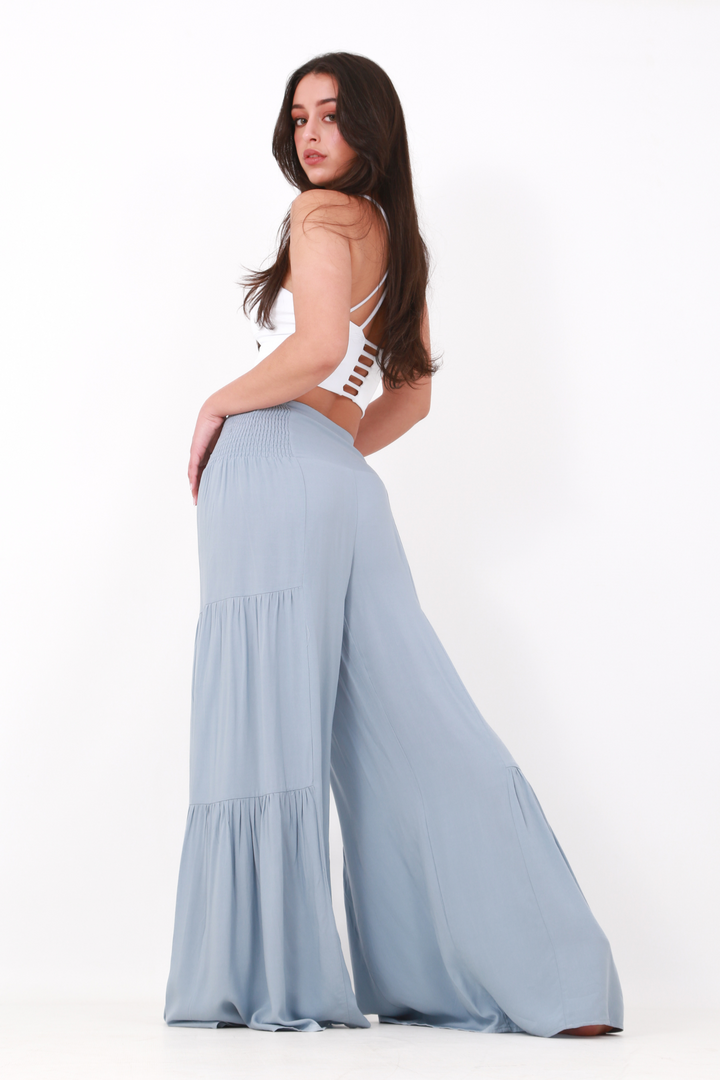 Happy Pants -tie wrap palazzo pants -Light Blueaos-init aos-animate