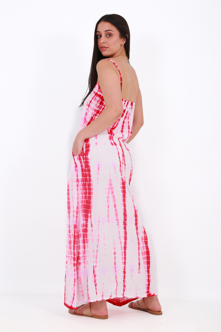 Beach Bunny Maxi Spaghetti beach dress -tie dyed Redaos-init aos-animate