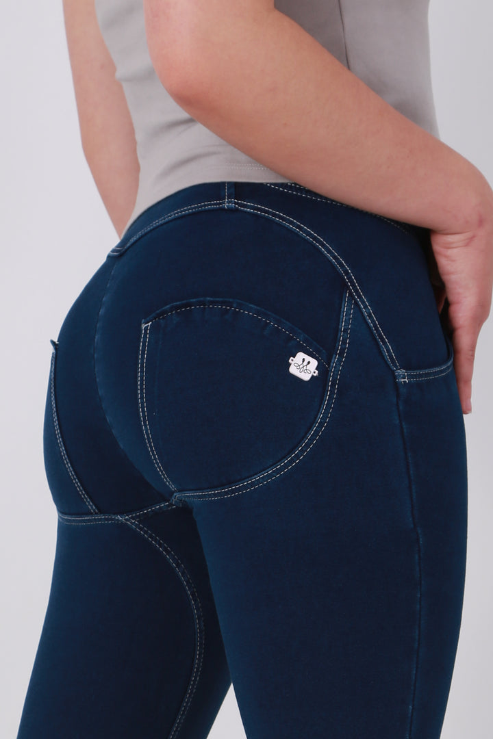 High waist Bootleg Butt lifting Button Up Flare Shaping jeans/Jeggings -Dark Blueaos-init aos-animate