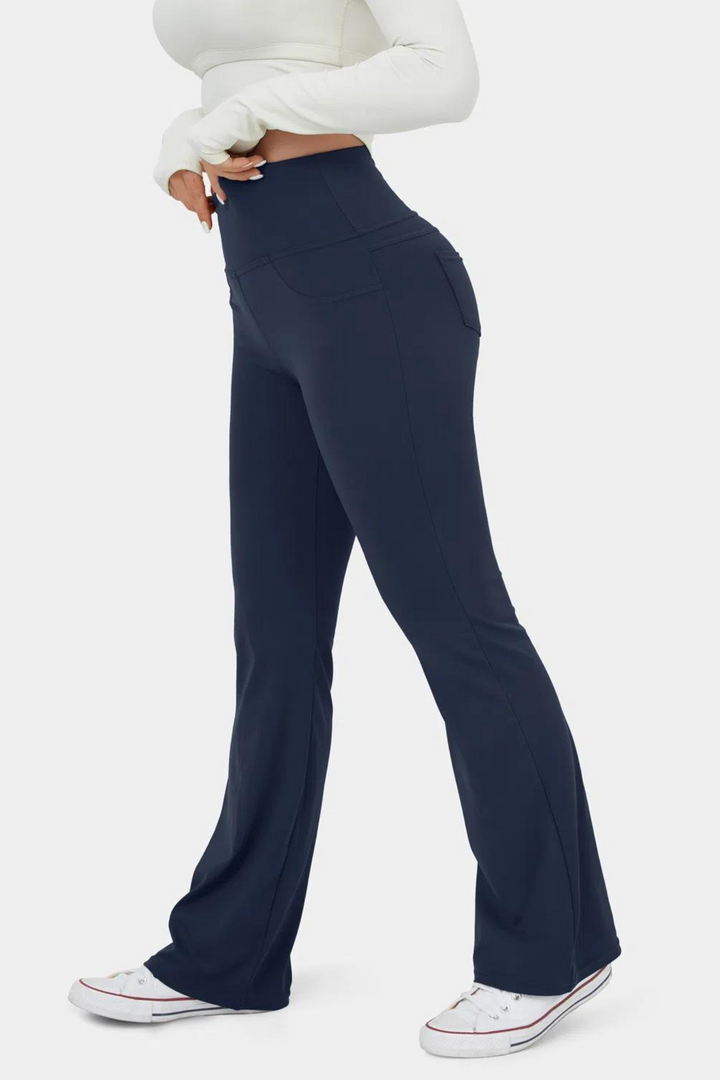 High-Waisted Flare Yoga Leggings- Navyaos-init aos-animate