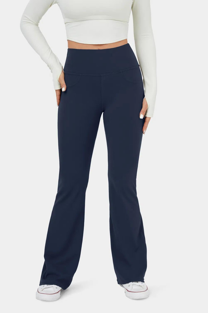 High-Waisted Flare Yoga Leggings- Navyaos-init aos-animate