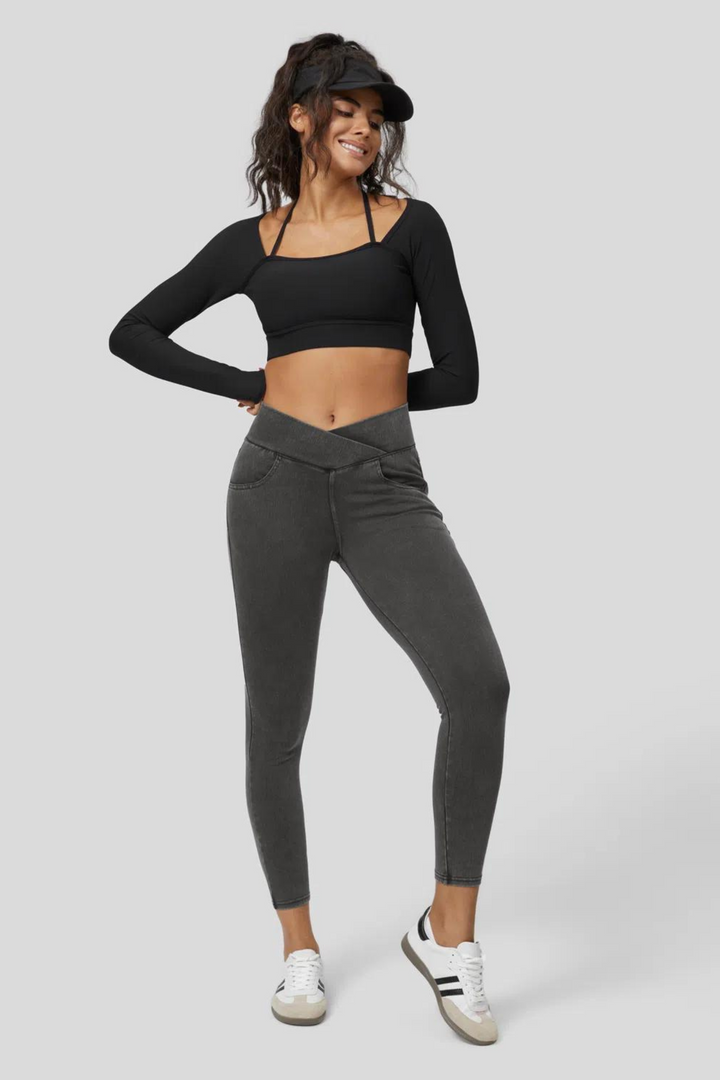 Snugz Super Stretch Denim Leggings- Grey washaos-init aos-animate