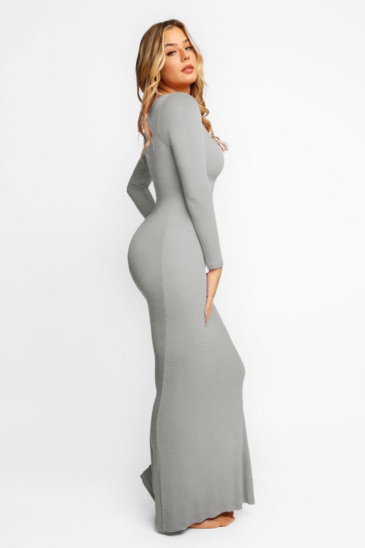 Secret  Shapewear long sleeve maxi dress- Greyaos-init aos-animate