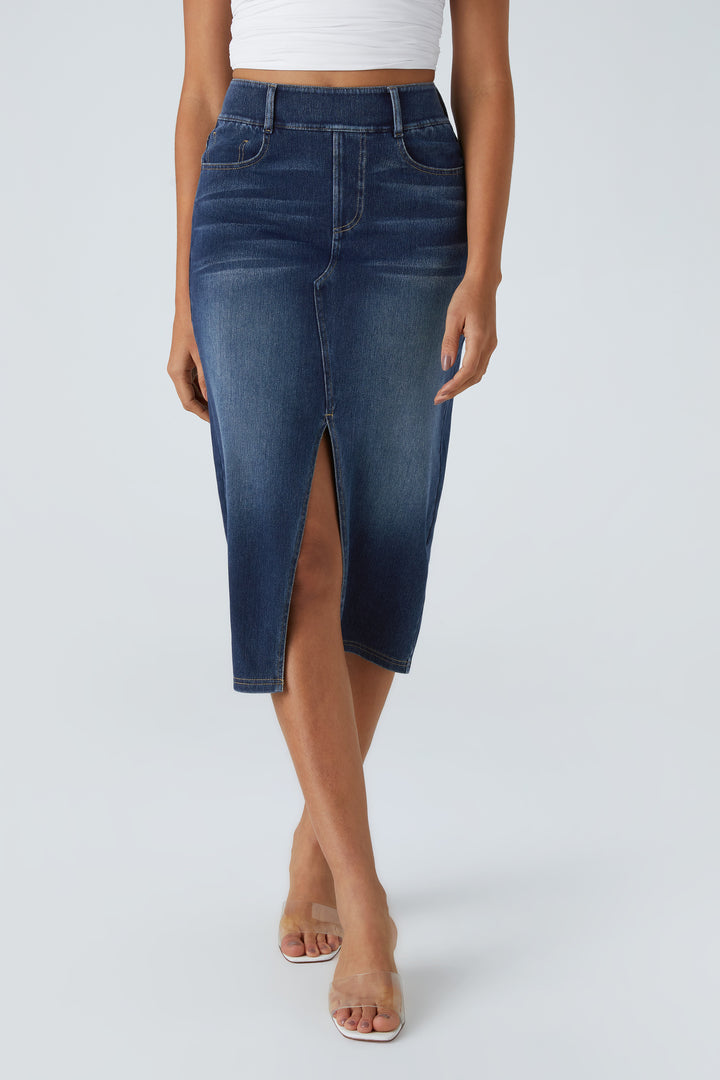 Snugz Super stretch Denim Skirt - Dark blueaos-init aos-animate