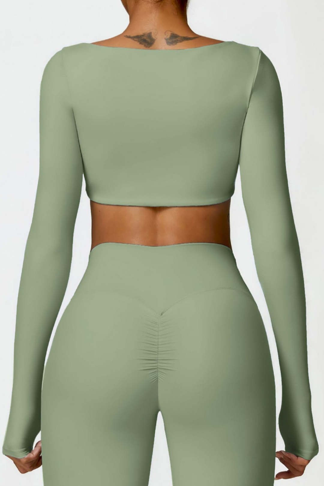 Square Neck Mira crop top Long sleeve- Blueaos-init aos-animate