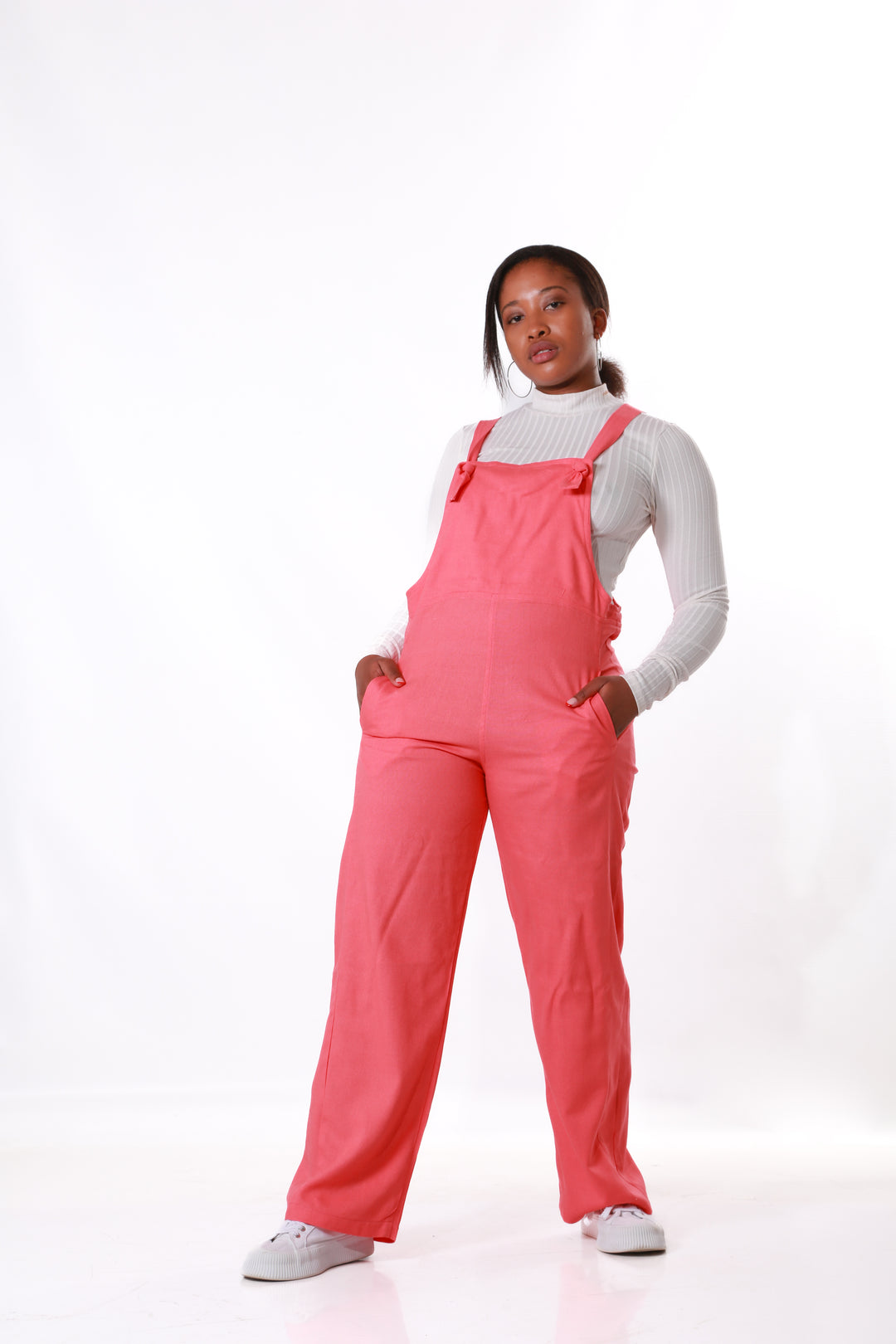 Linen Dungaree with Pockets- Coralaos-init aos-animate