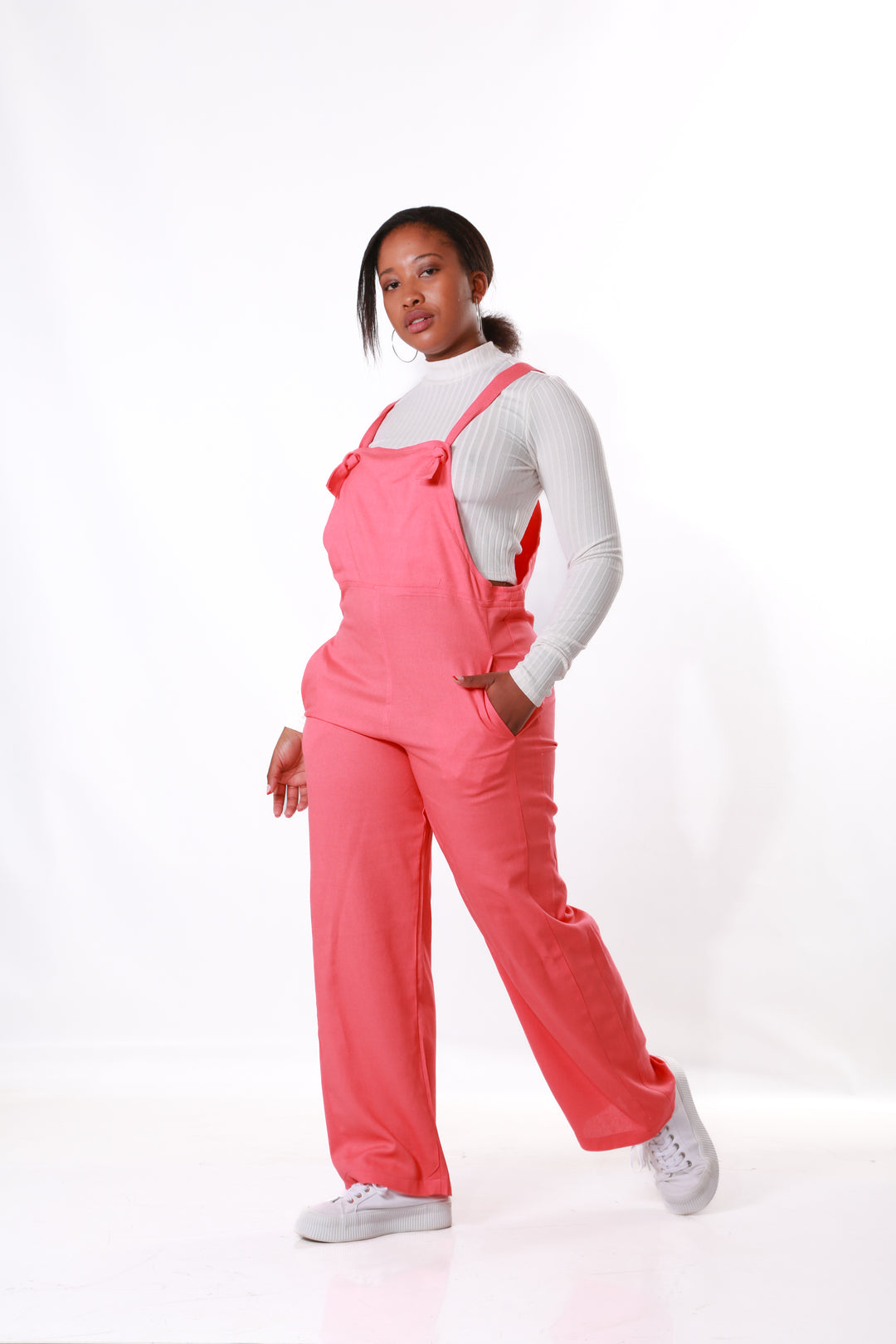 Linen Dungaree with Pockets- Coralaos-init aos-animate