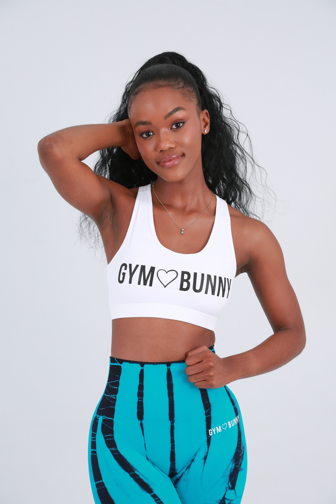 Shapewear Gym Bunny padded bra top with cell pocket- Whiteaos-init aos-animate