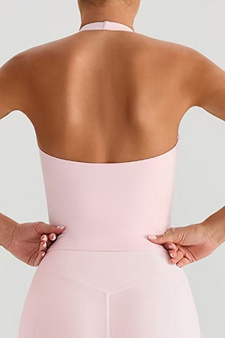 Gym Bunny Halo Halter Padded Top- Light pinkaos-init aos-animate