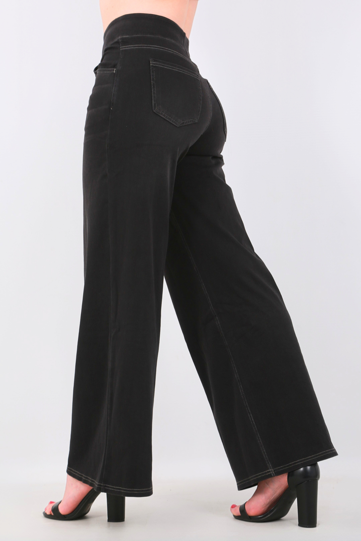 Snugz Flow Pants – High-Waisted wide leg super stretch soft -Black washaos-init aos-animate