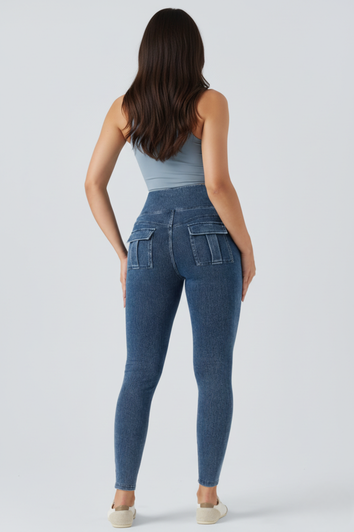 Snugz High-Waist Cargo Jeggings – Super Stretch Denim-Look Leggingsaos-init aos-animate