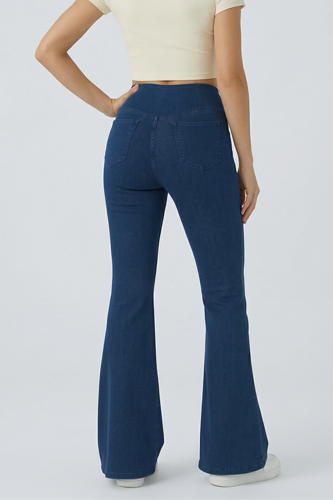 Snugz Crossover High waist Super Stretch Flare Jeggings- Dark Blueaos-init aos-animate