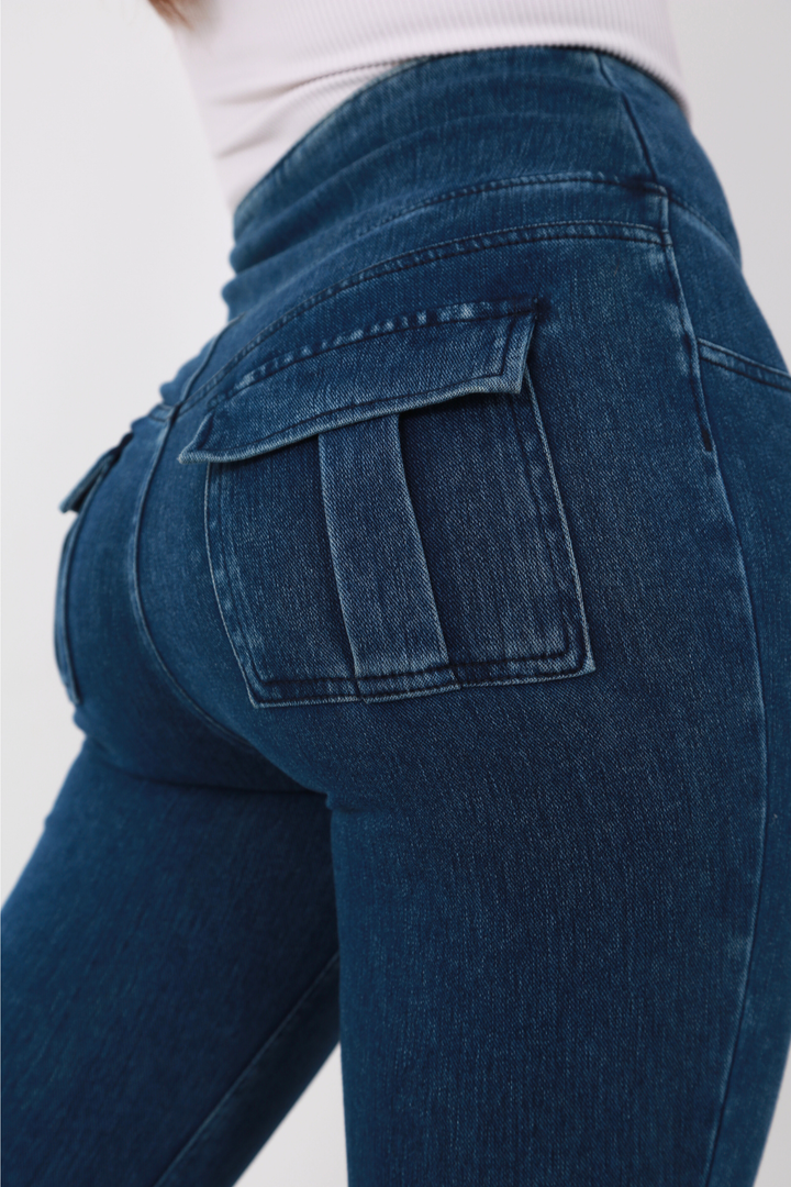 Snugz High-Waist Cargo Jeggings – Super Stretch Denim-Look Leggingsaos-init aos-animate