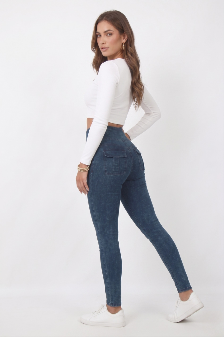 Snugz High-Waist Cargo Jeggings – Super Stretch Denim-Look Leggingsaos-init aos-animate