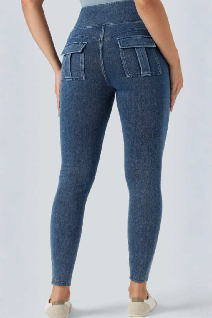 Snugz High-Waist Cargo Jeggings – Super Stretch Denim-Look Leggingsaos-init aos-animate