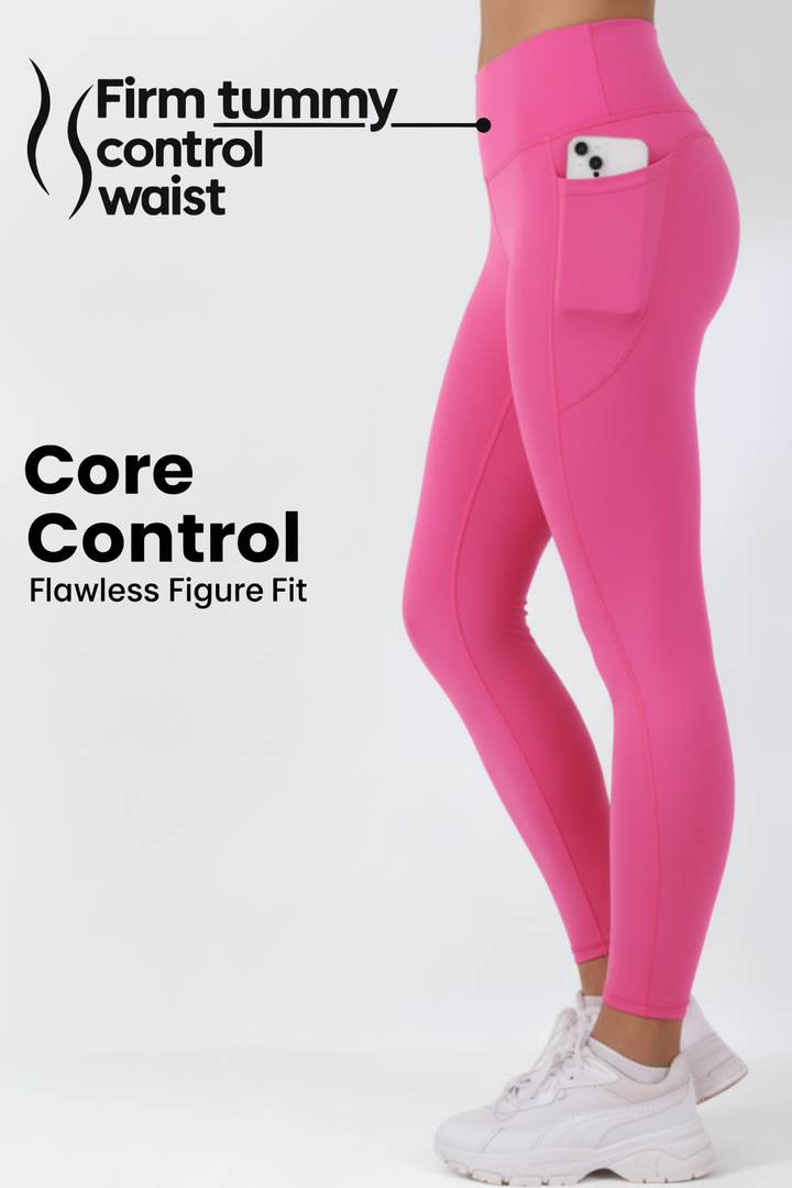 Gym Bunny Core Control Leggings (7/8 Length)- Pinkaos-init aos-animate
